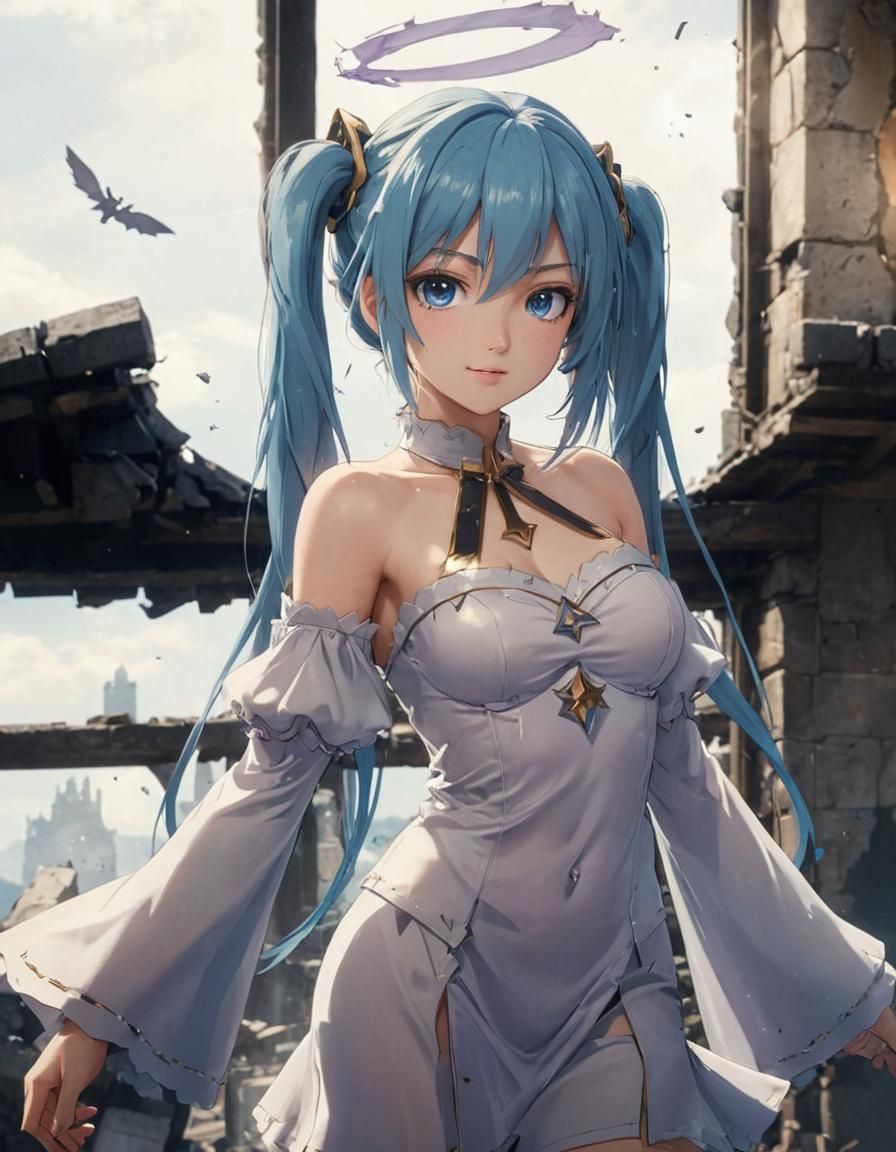 Magical Girl Anime Illustration in Sumie Ink Style