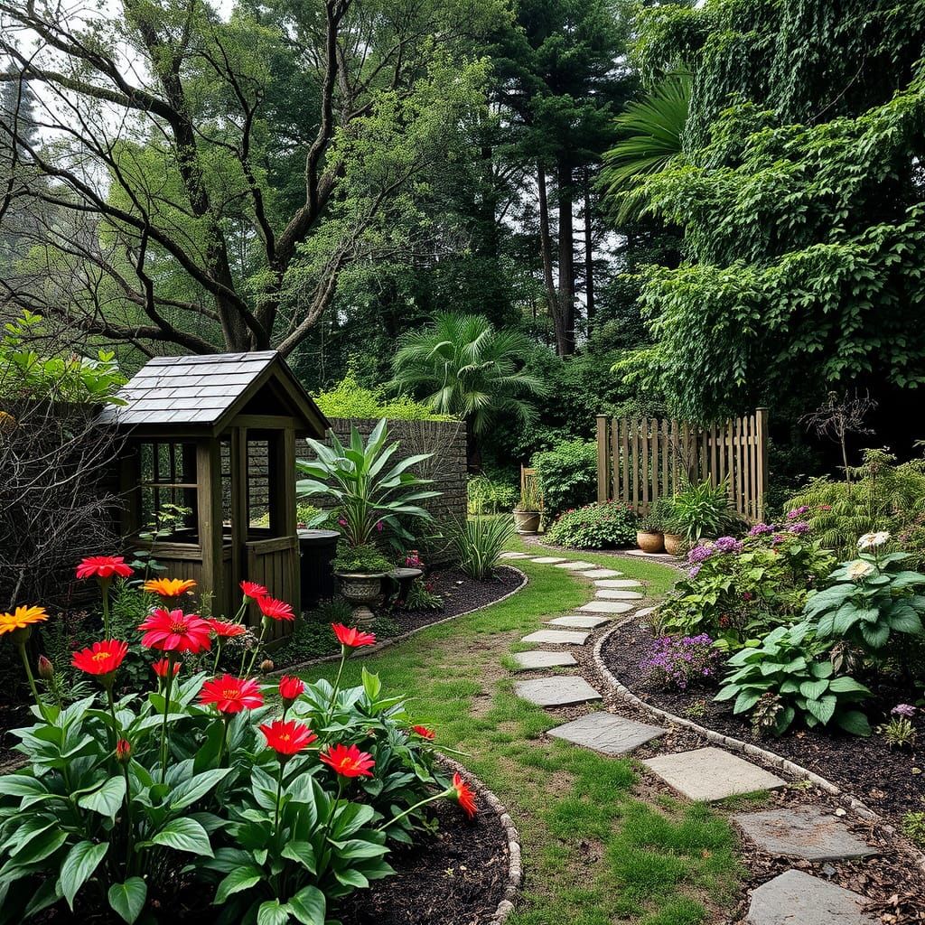 Eerie Gardens: AI-Generated Creepy Landscape