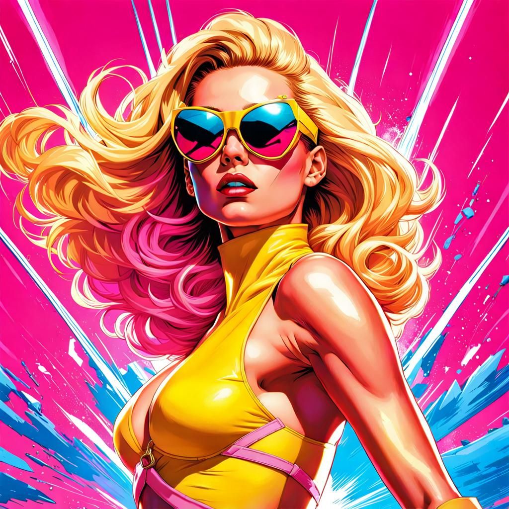 Jubilee with dyed blonde and pink hair