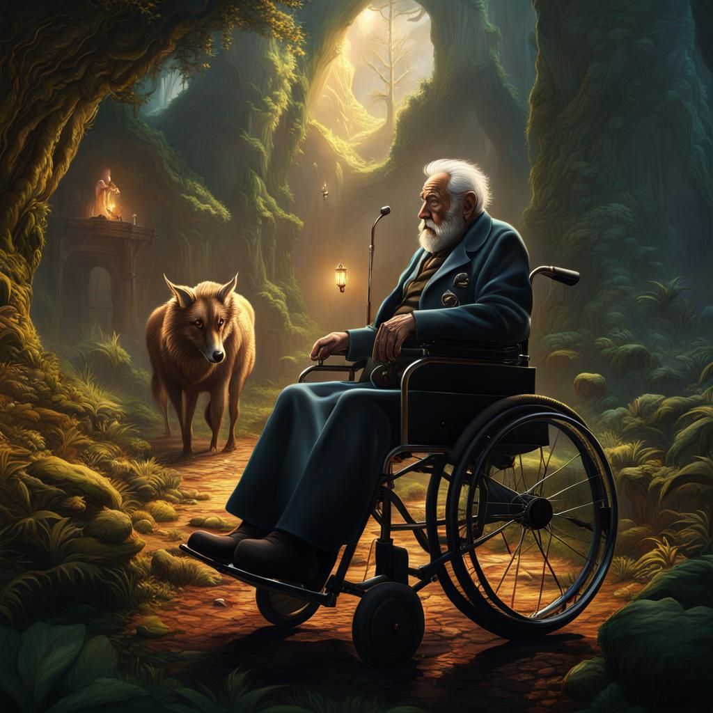 Hopeful Cure: Old Man Rises in Detailed Matte Painting