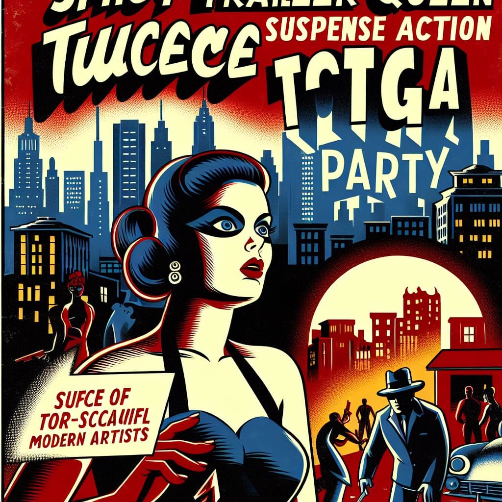 1950s Noir Comic Book Cover: Spicy Toga Party