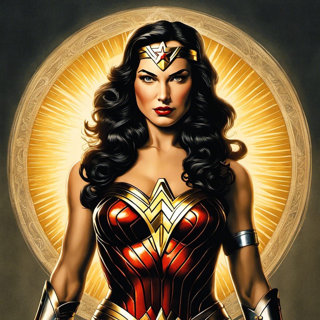 Wonder Woman: Elegant Ukiyo-e Portrait Illustration