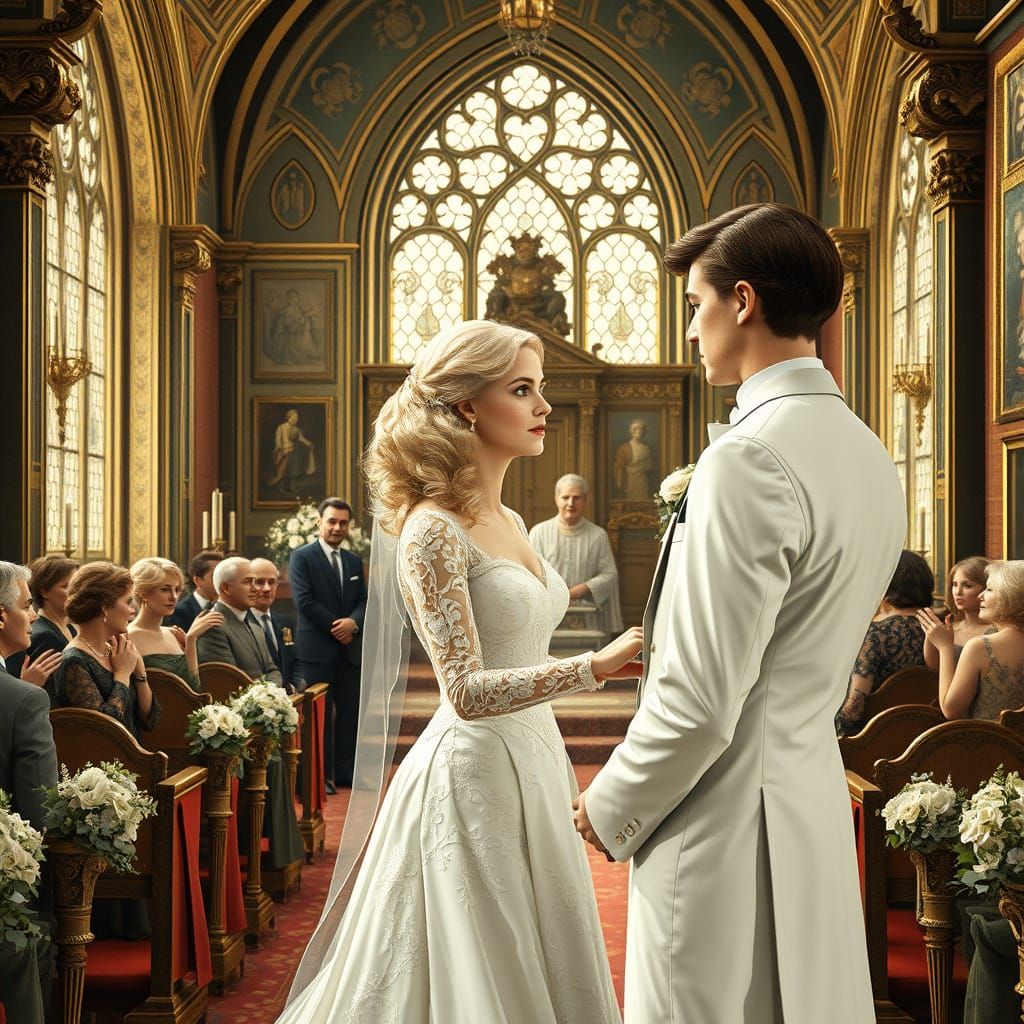 Edwardian Aristocrats Exchange Vows: Art Nouveau Wedding