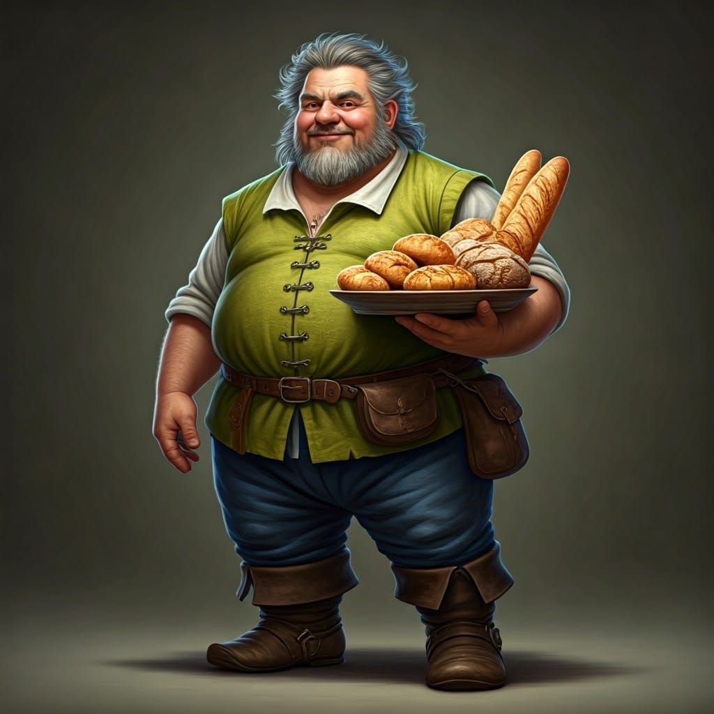 Warm Renaissance-Style Tavern Keeper with Freshly Baked Good...