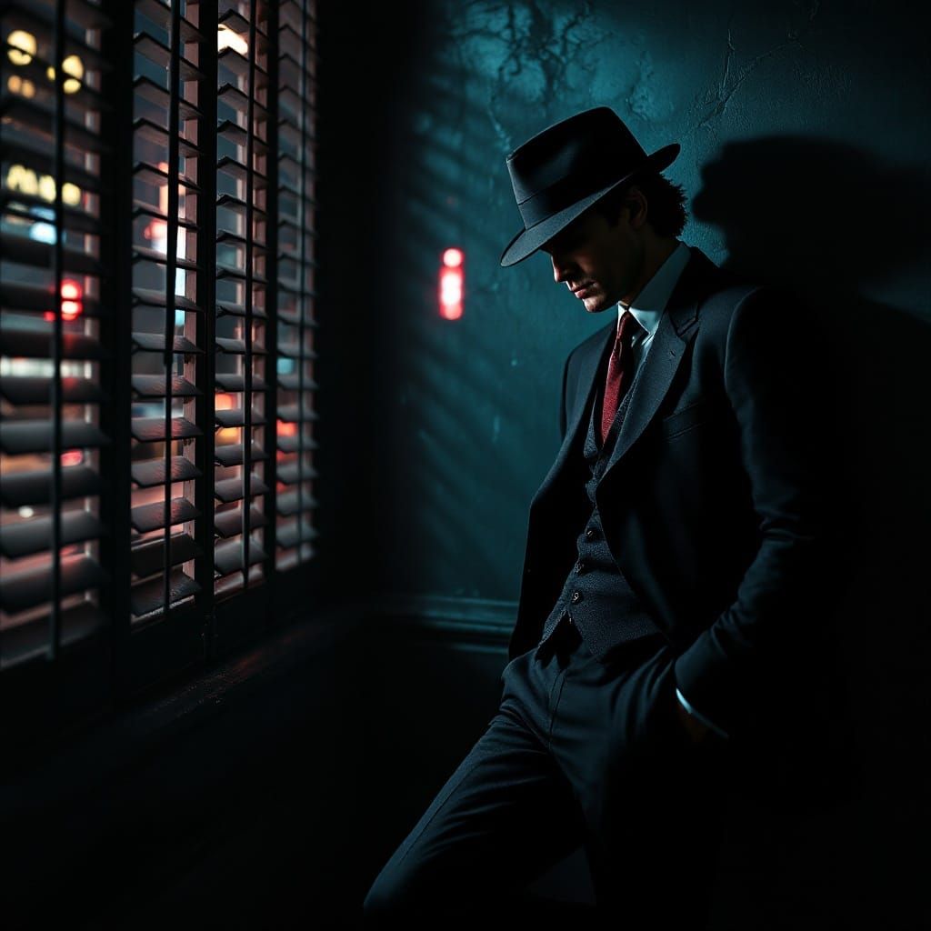 Noir Portrait of Leon Kennedy in Shadows