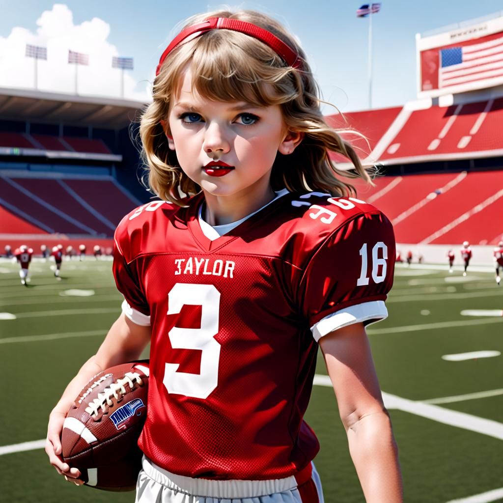 Child Taylor Swift in Football Outfit