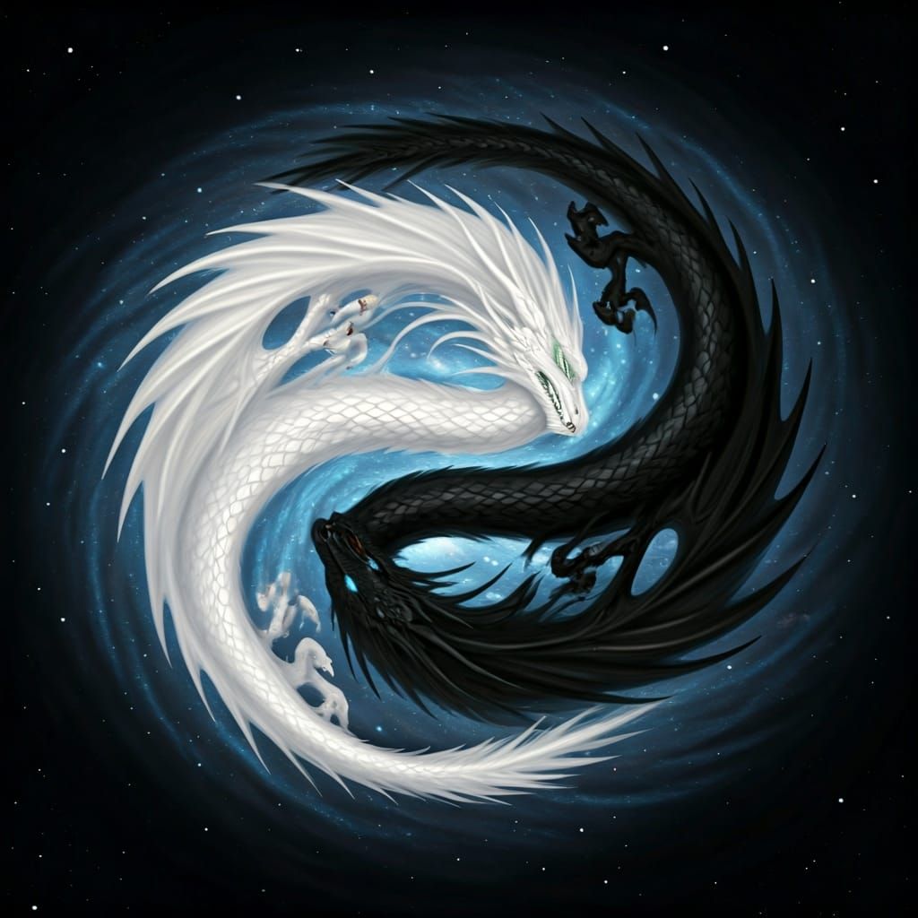 Yin and Yang Dragons in Galaxy