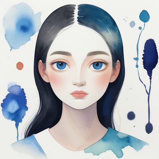 Naïve Art Watercolor of Multiple Expressive Eyes