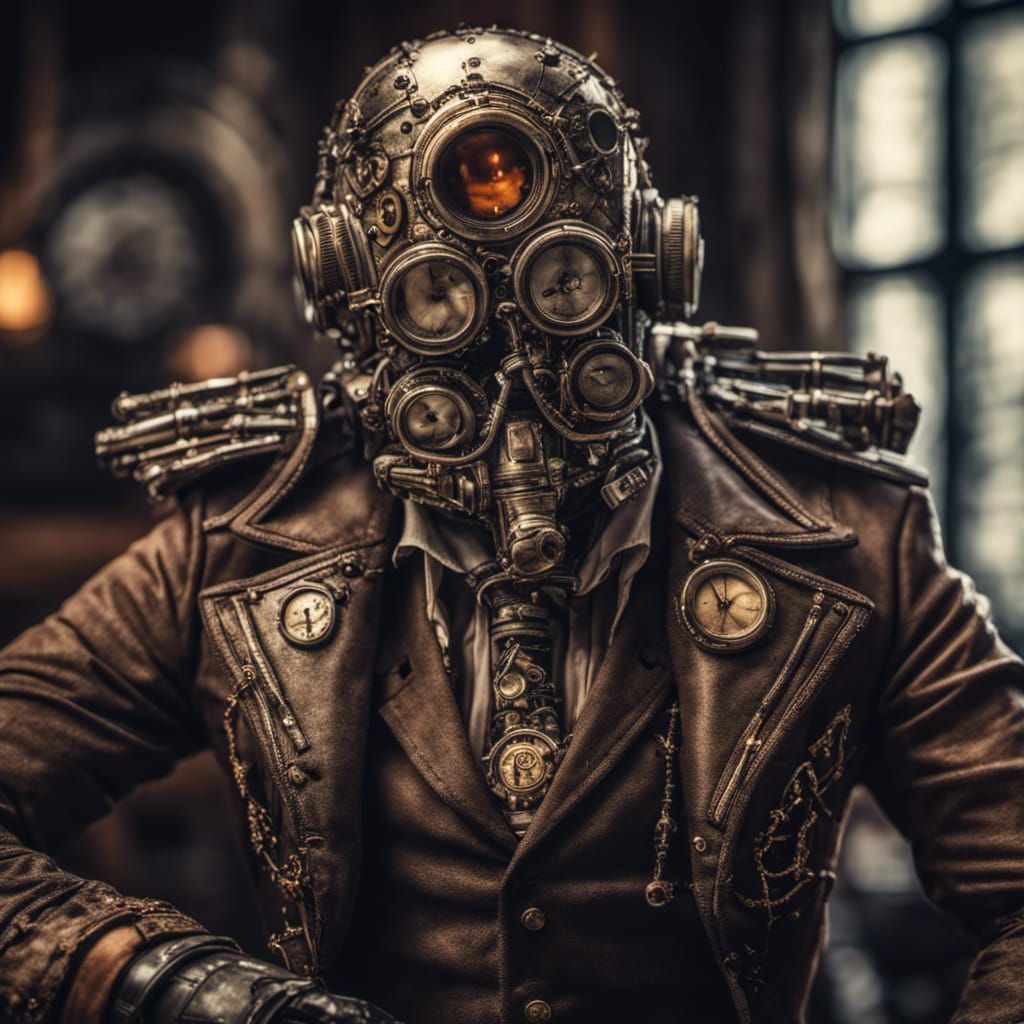 Steampunk Portrait of a Person with Microcephaly