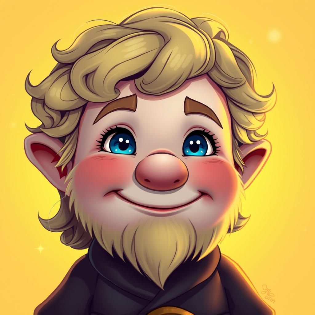 Charming Dwarf Portrait with Blonde Hair, Digital Art