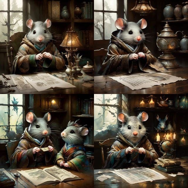 Mouse Bard Crafts Origami World in Forest