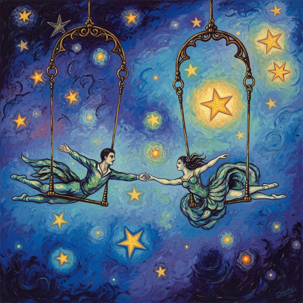 Cosmic Aerialists in Starry Night Sky