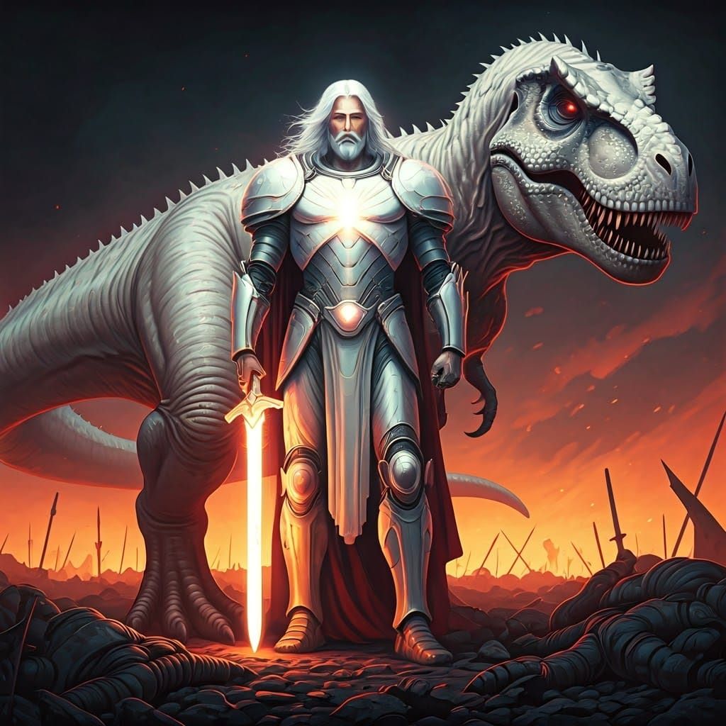 Jesus Christ, Armored Warrior with T-Rex