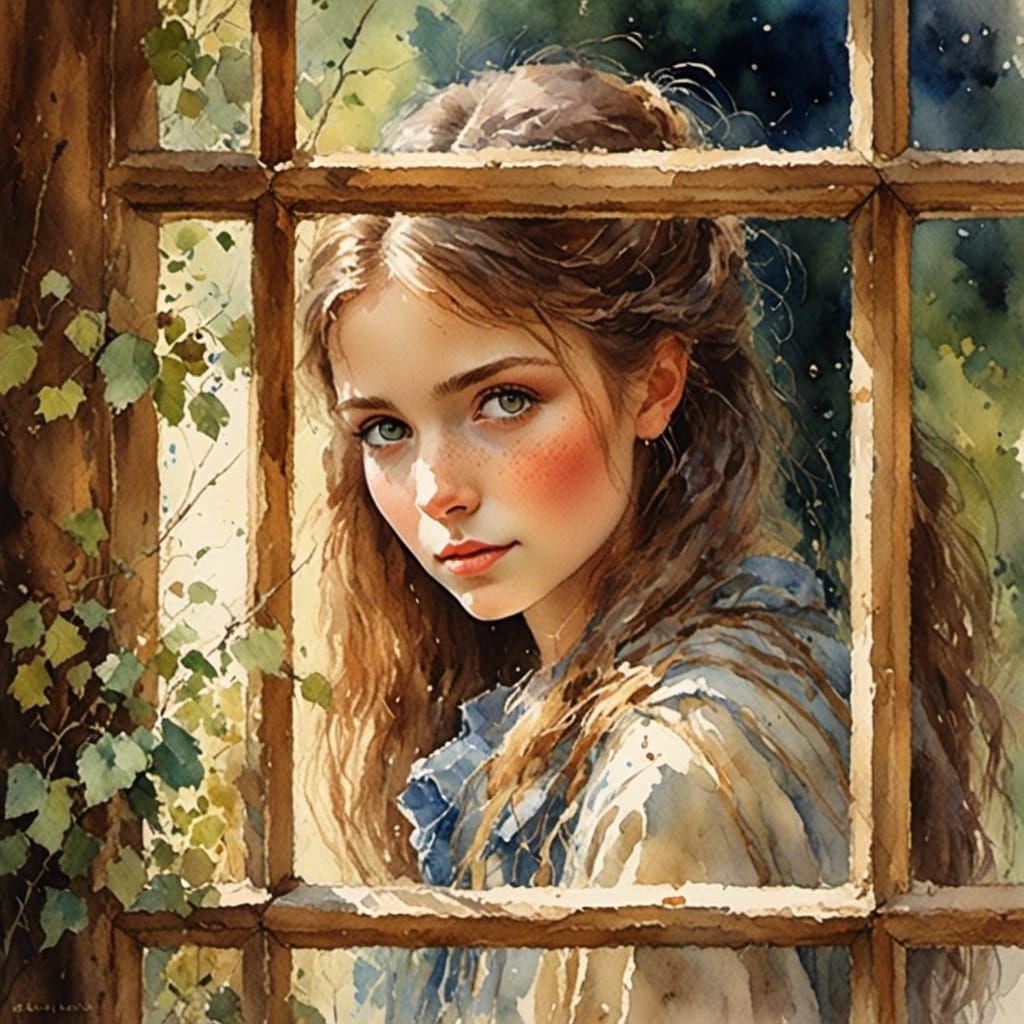 Portrait of a Young Woman with Large Brown Eyes