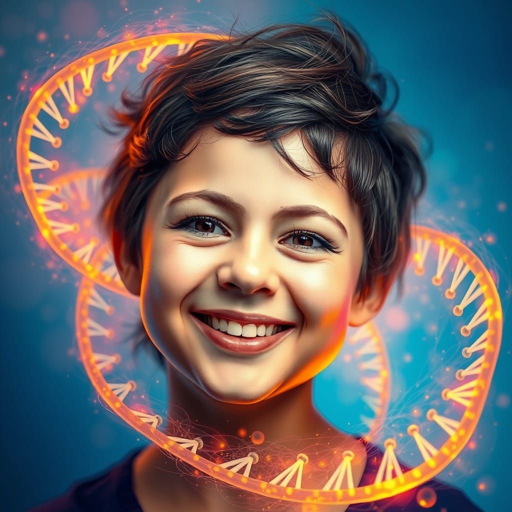 Surreal Portrait of a Person with Down Syndrome in a Radiant...