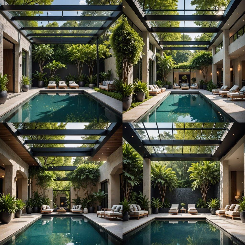 Luxury Indoor-Outdoor Pool Oasis with Sleek Architectural Ca...