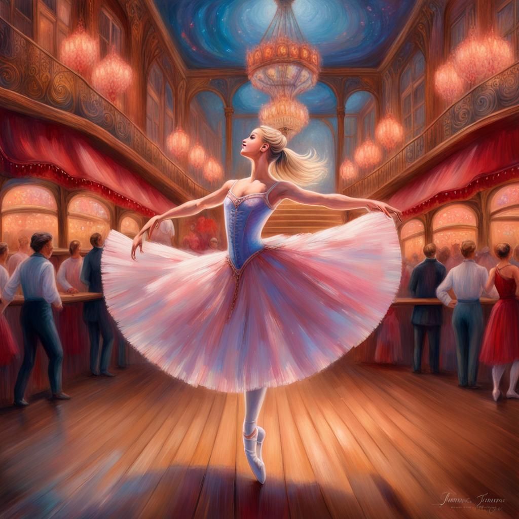 Ballerina Dances at Moulin Rouge: Ethereal Fantasy