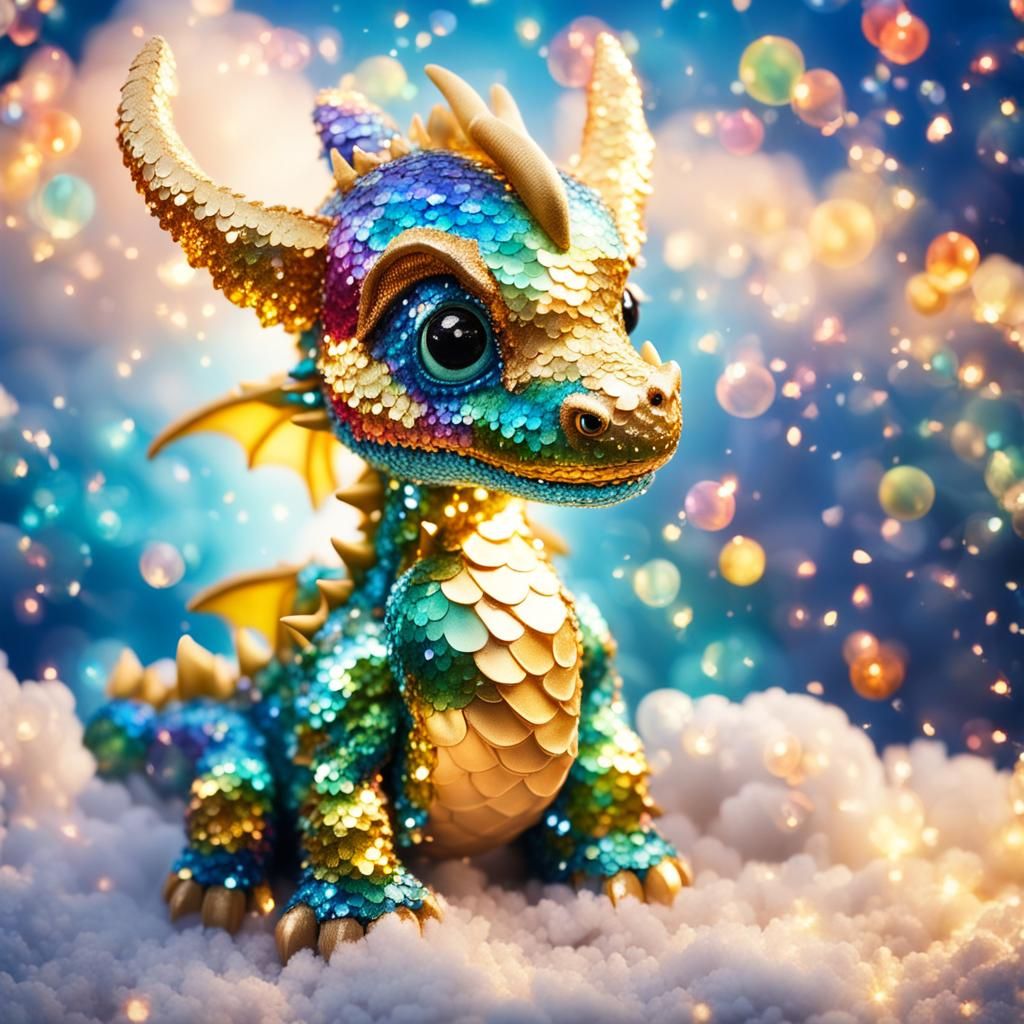 Sparkly Sequin Dragon in Heavenly Sunshine