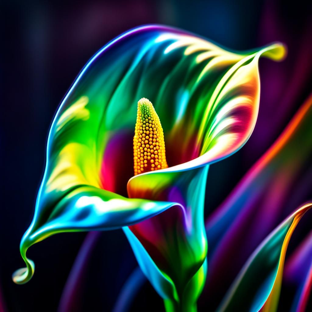 Iridescent Crystal Calla Lily in Hyperrealistic Style