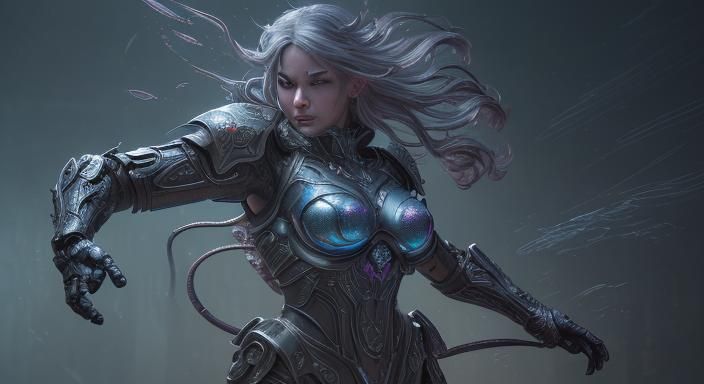 Hyperrealistic Cybernetic Elf in Anime Comic Style