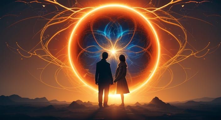 Vibrant Dreamlike Figures in Golden Hour