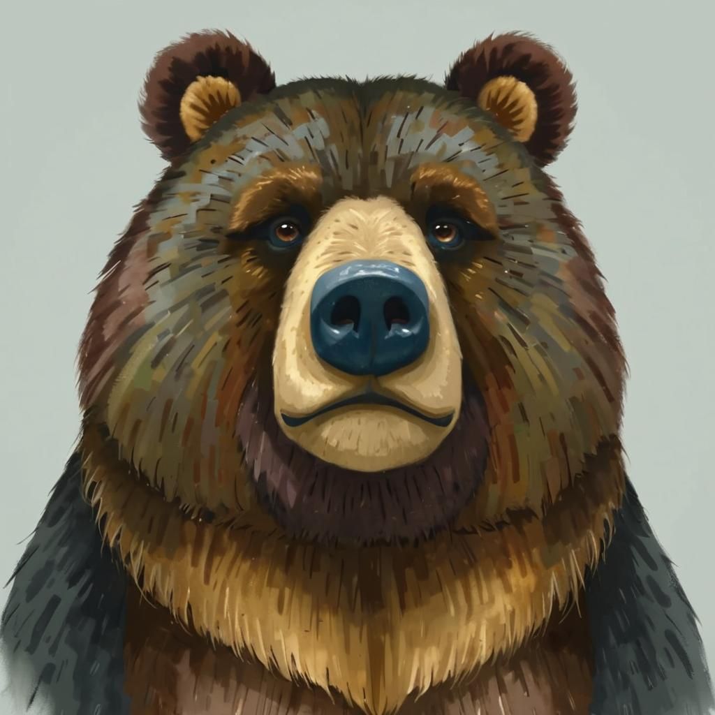 Anthro Kodiak Bear Portrait in Mary Fedden Style