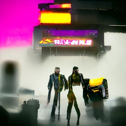 Cyberpunk Team in Neon City 2099