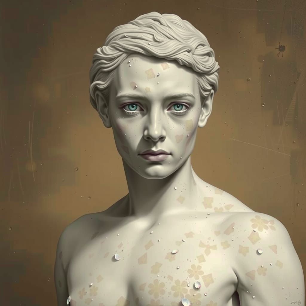 Baroque Marble Figure in Dramatic Lighting