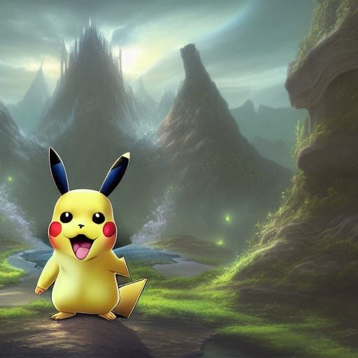 Detailed Pikachu Matte Painting in Unreal Engine 5