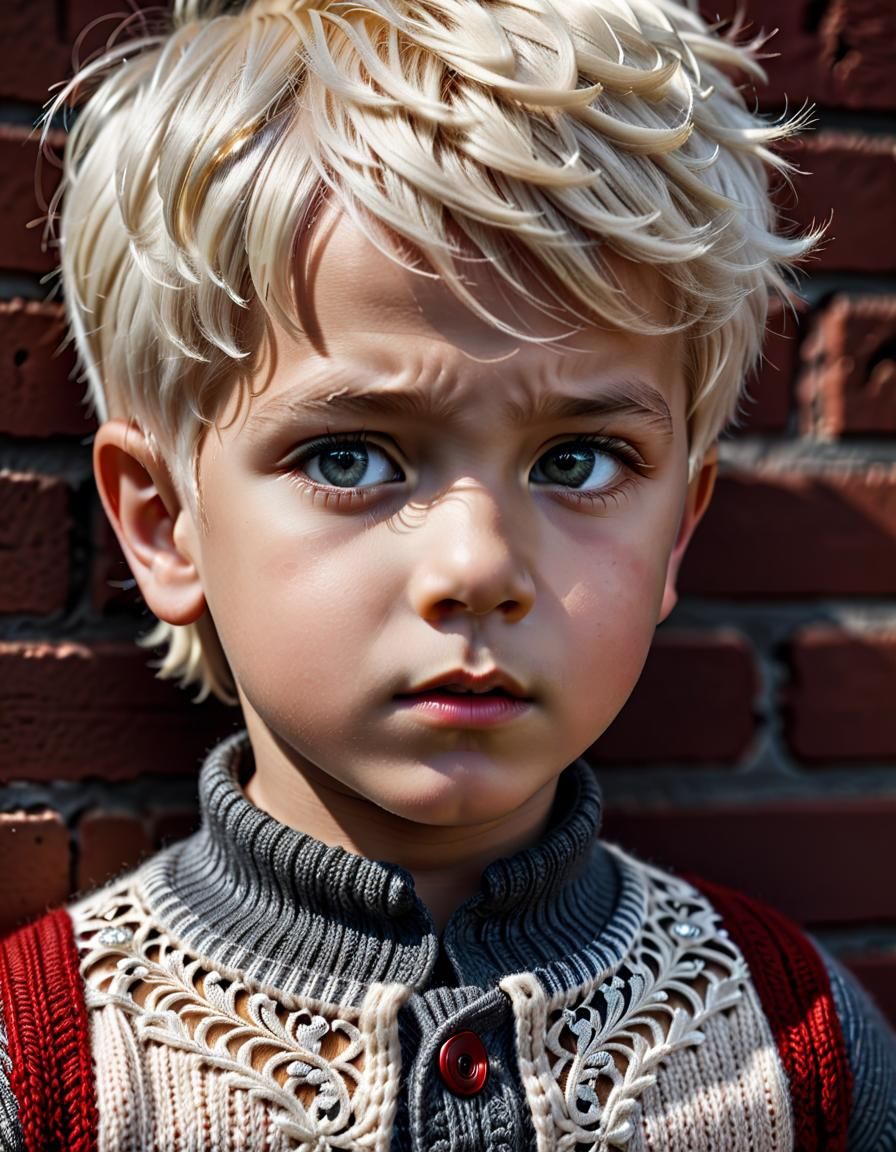 Cute boy with a knitted sweater