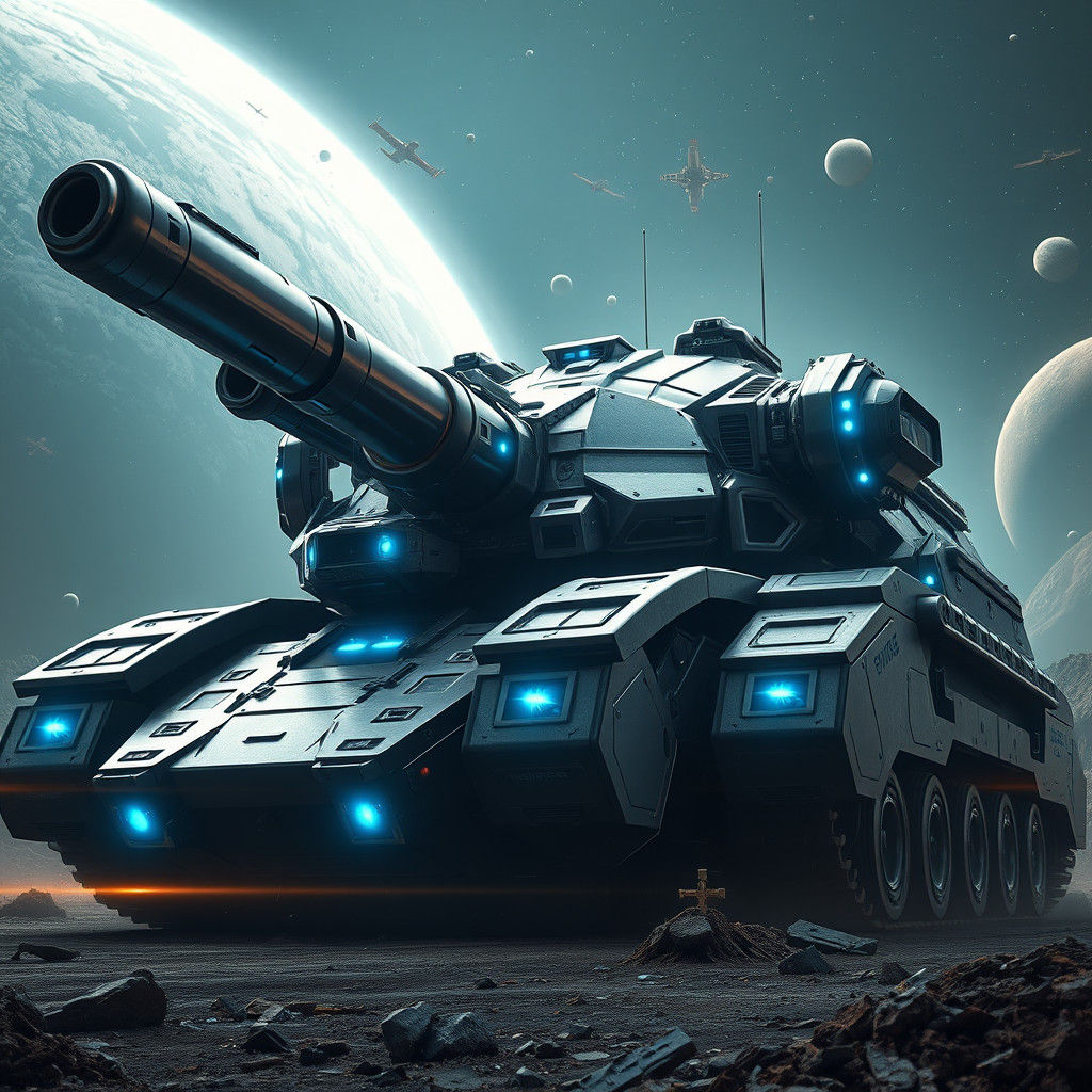 Heavily Armored Tank with Space Cannons in 8K