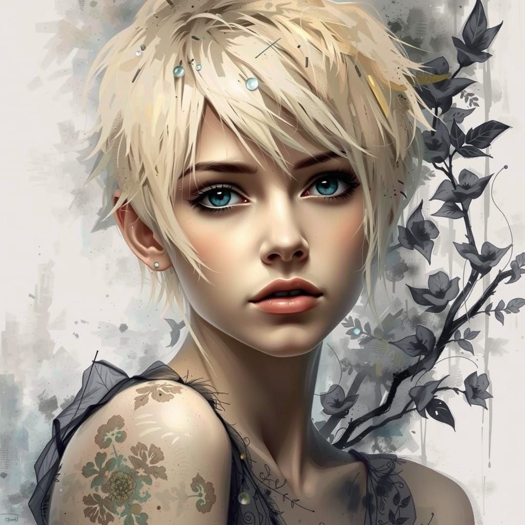 Serene Young Woman in Dreamy Pre-Raphaelite Style