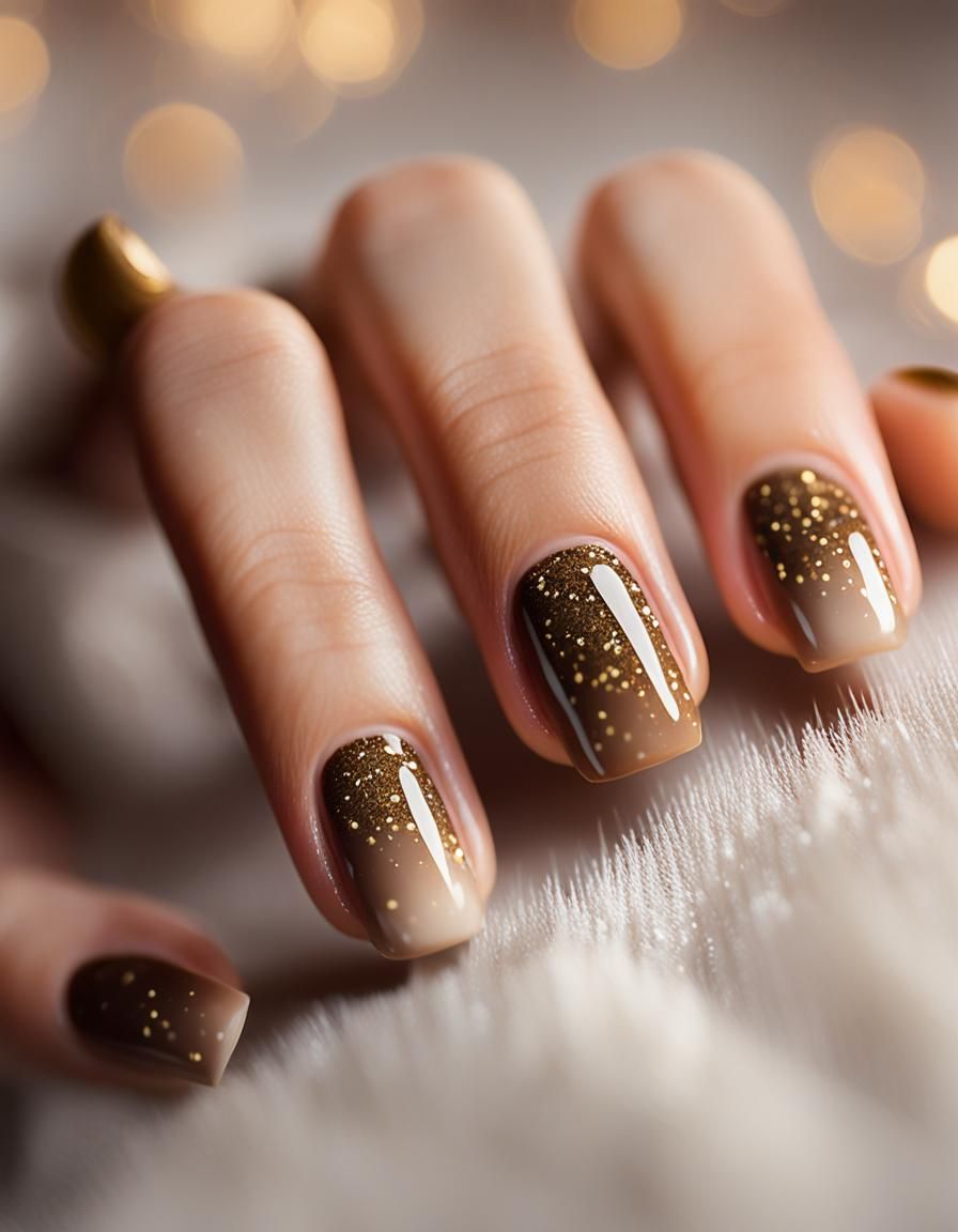 Brown Glitter Nail Polish Macro Photography