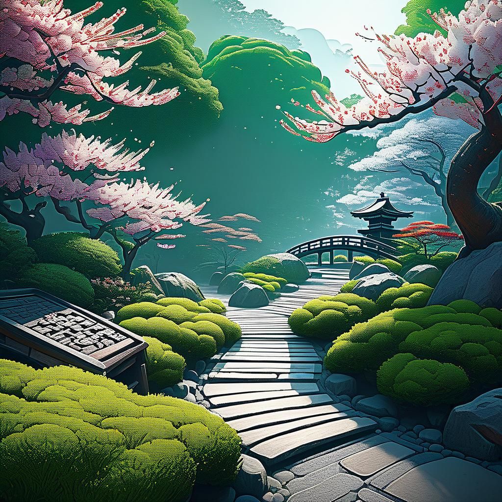 Serene Japanese Garden Concept Art