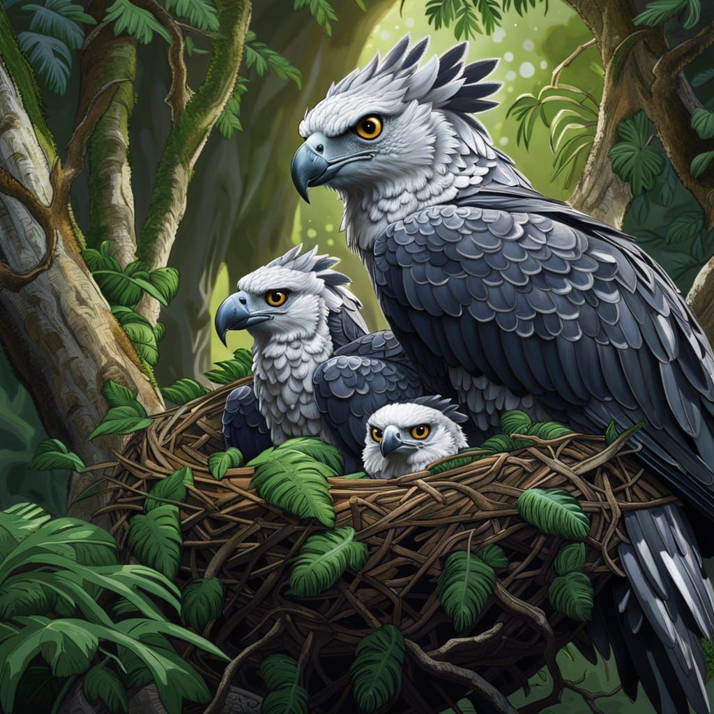 Harpy Eagle with chicks
