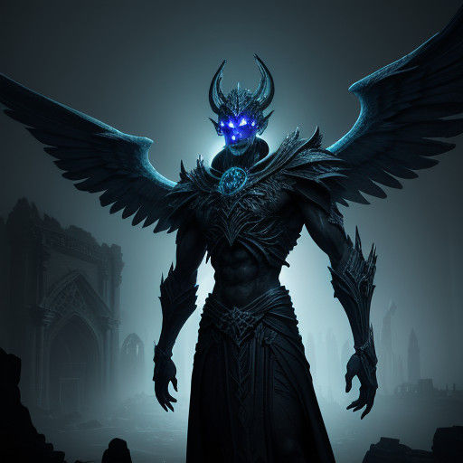 Cyber-Gothic Angel in Ruined Cathedral