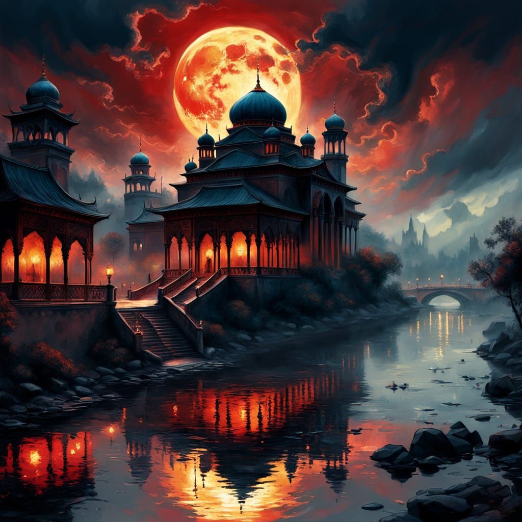 Magical Middle Eastern Night Scene in Ethereal Style