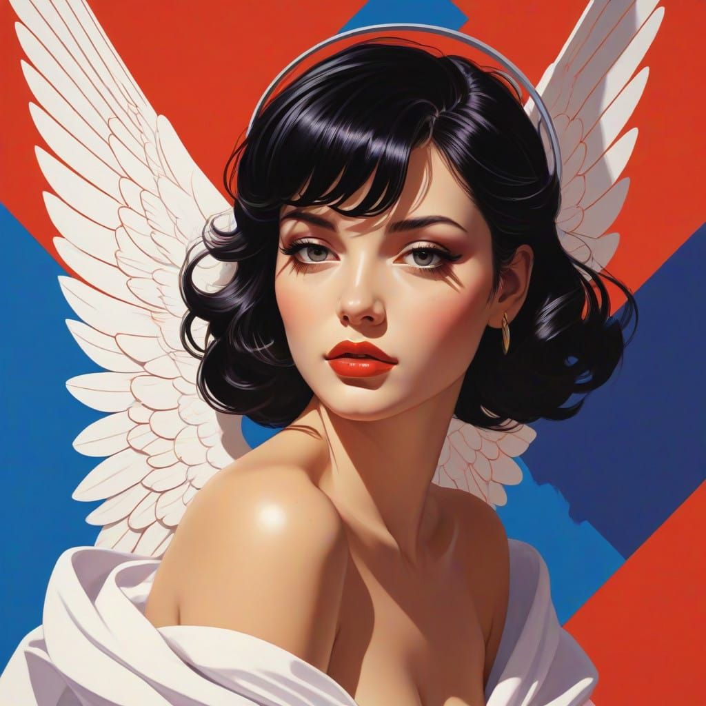 Vibrant Baby Angel in 1960s Pop Art Style