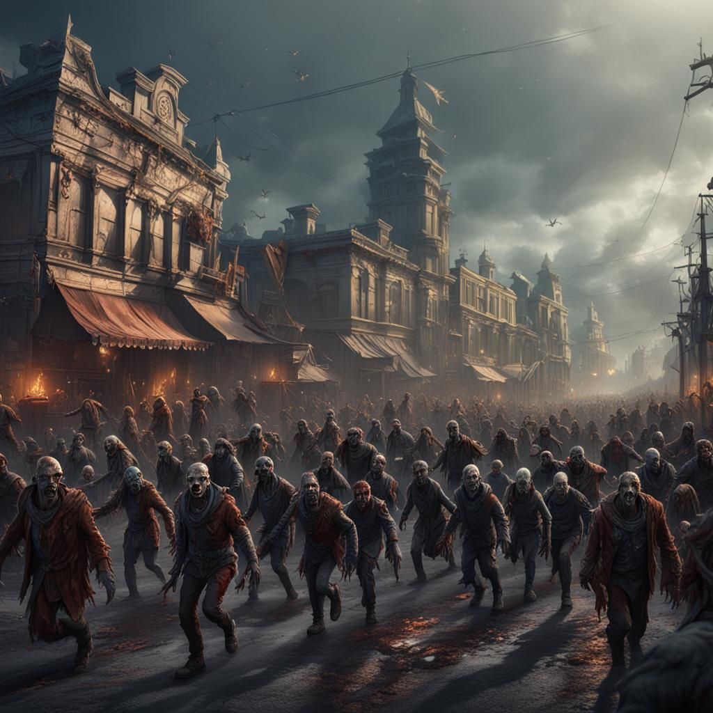 Detailed Zombie Parade in Fantasy Concept Art