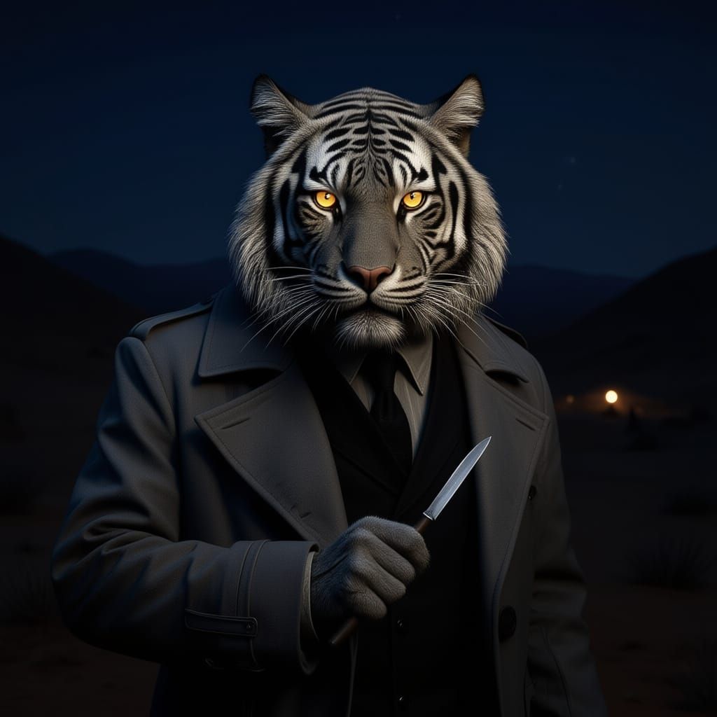 Grey Tiger Files Claws With Grim Glare