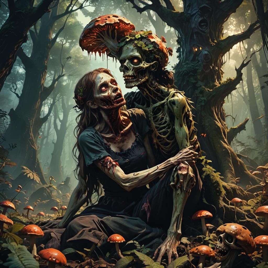 Zombie Feast in a Dark Fantasy Forest