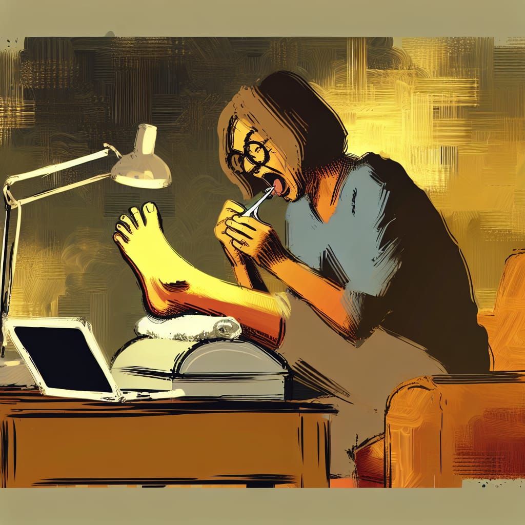 Animated Portrait of Home Pedicure Attempt