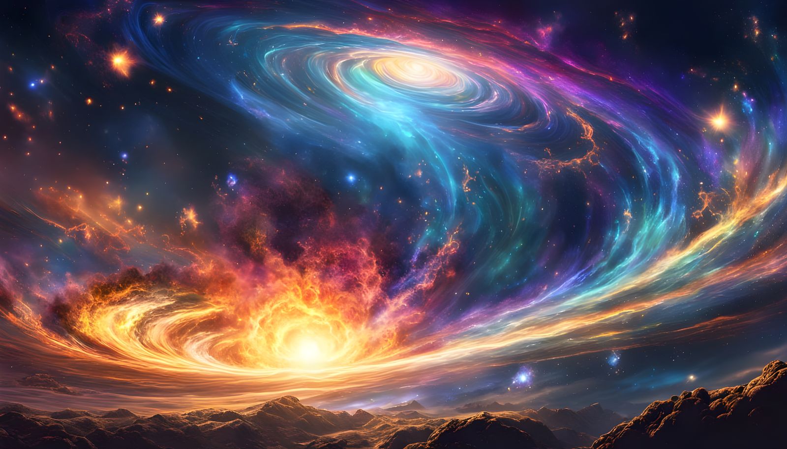 God Creates Universe in Vibrant Cosmic Digital Painting