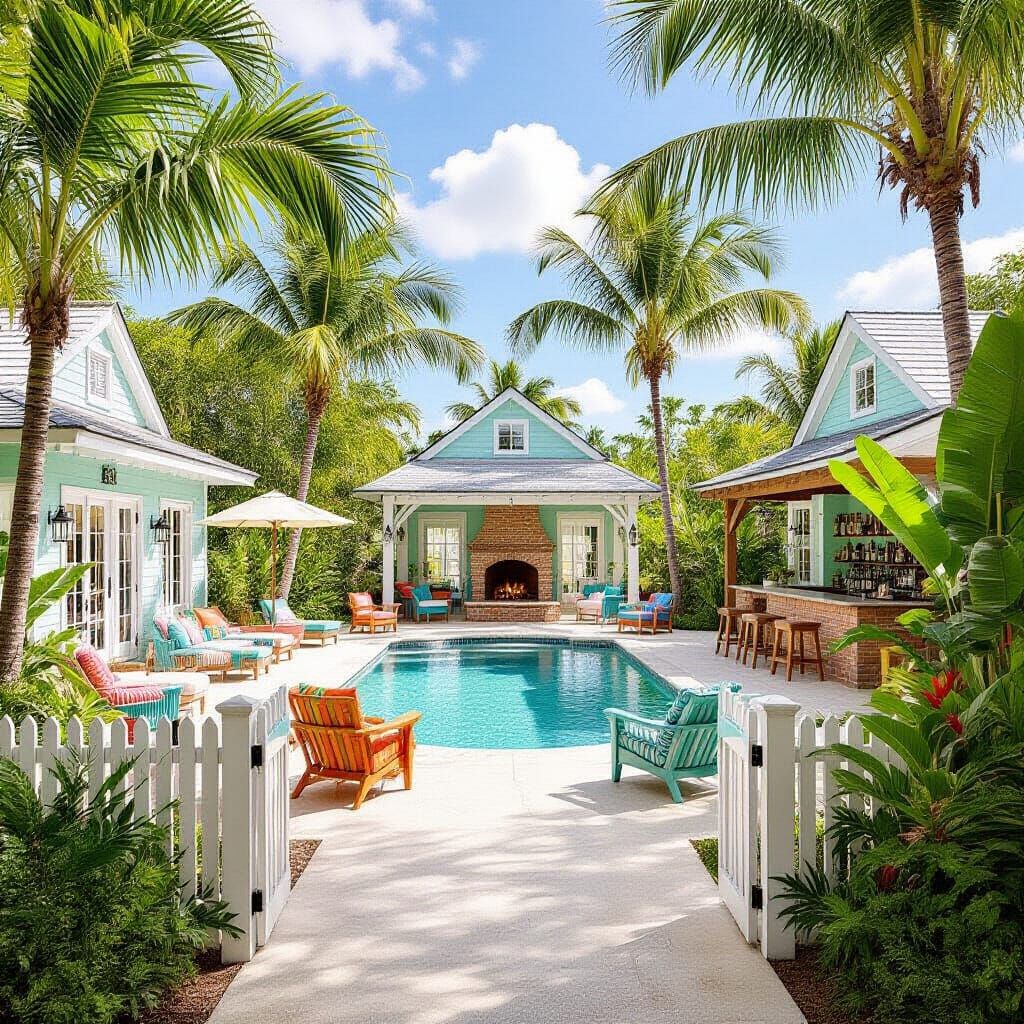 Tropical Key West Compound with Pool and Bar