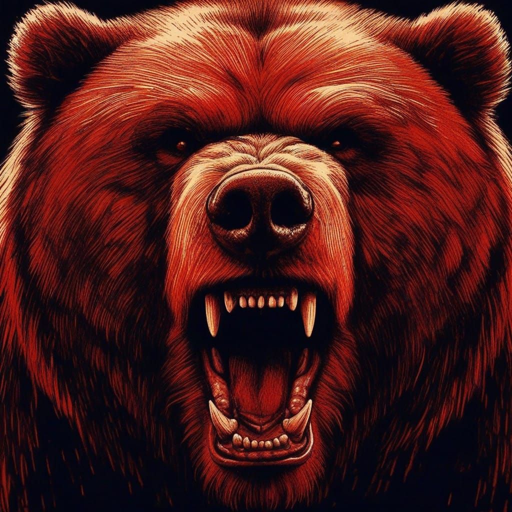 Surreal Portrait of a Fuming Kodiak Bear