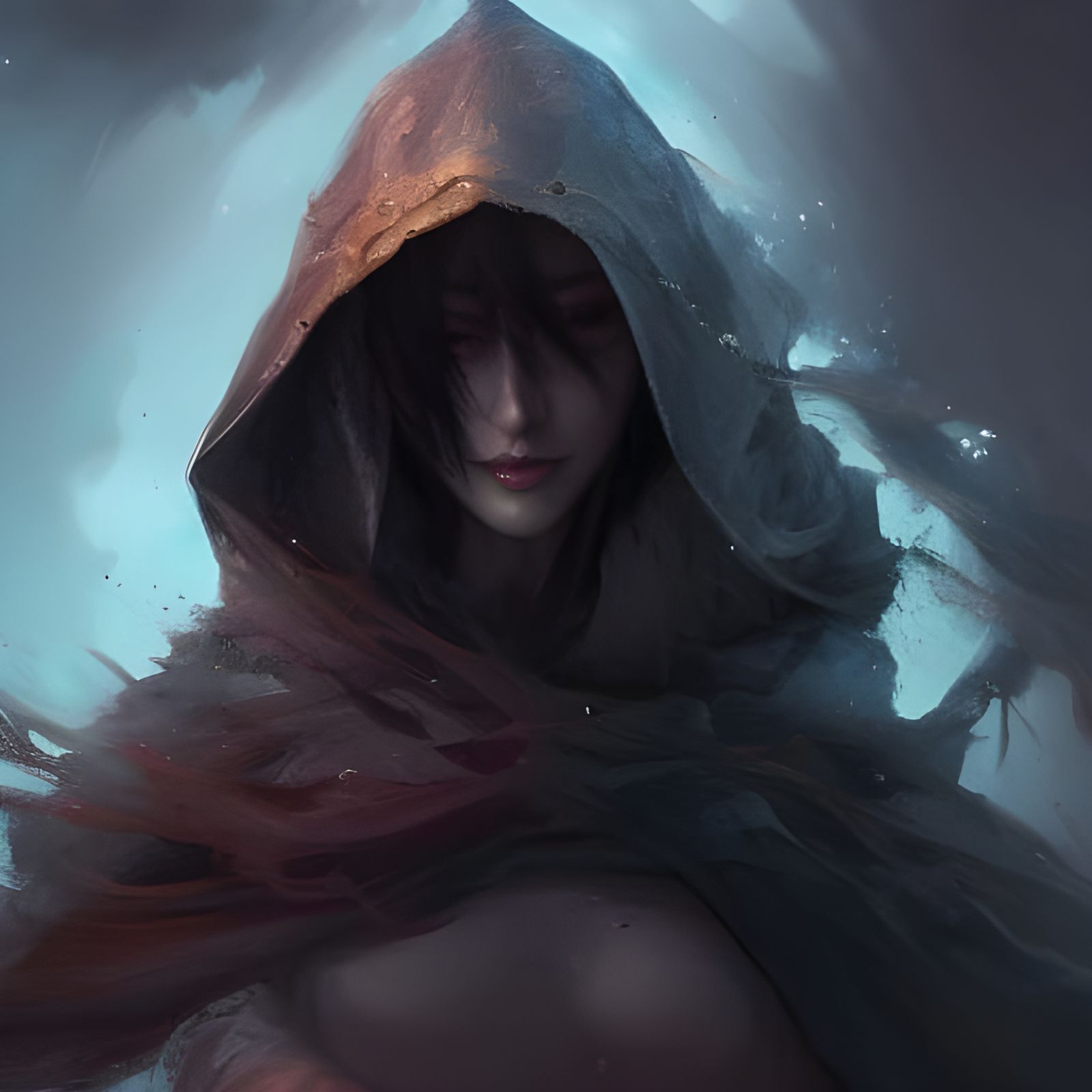 Mystic Hooded Ghost in Hyperdetailed Landscape