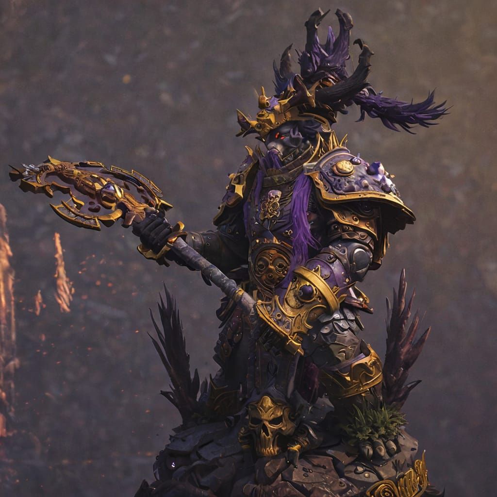 Warboss Godrang in Ornate Armor: Dark Fantasy Art