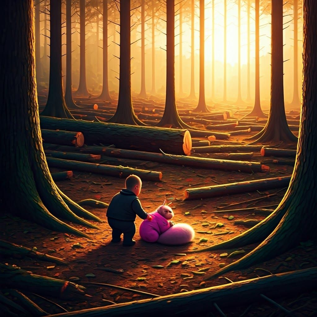 Chubby Hero Saves Squirrel in Fantasy Forest