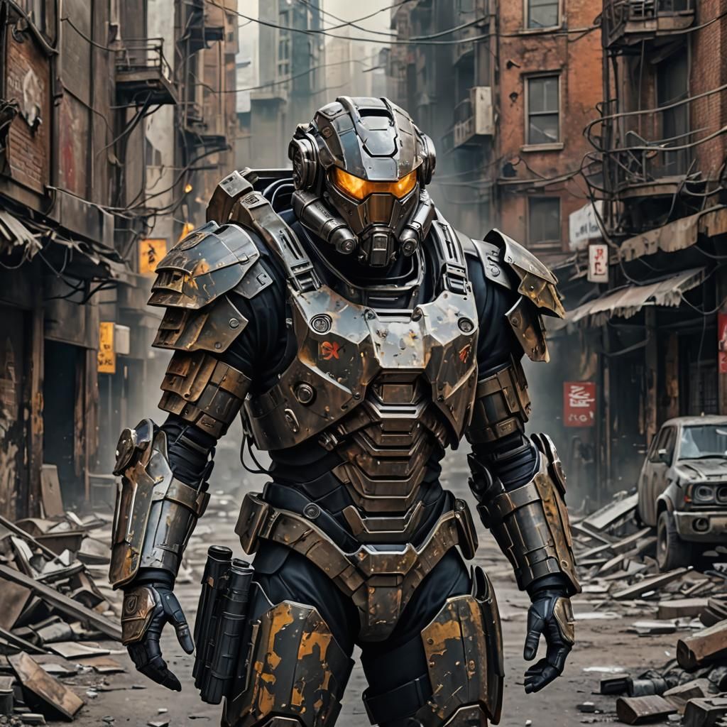 Post-Apocalyptic Soldier in Exoskeleton Armor