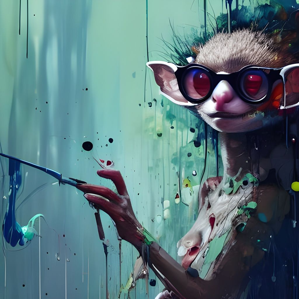 Bush Baby with Glasses, Expressive Digital Art